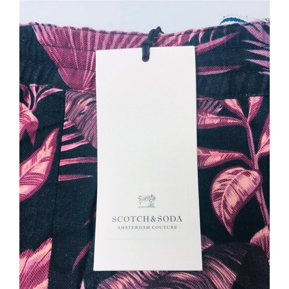 Scotch & Soda Mens Black Pink Tropical Mid Length Beach Board Shorts Sz 36 New - Picture 8 of 13